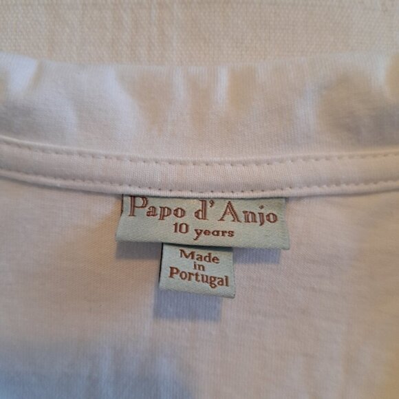 Papo d'Anjo girls size 10 years Peter Pan Collar long sleeved shirt, 2 button - Picture 3 of 4